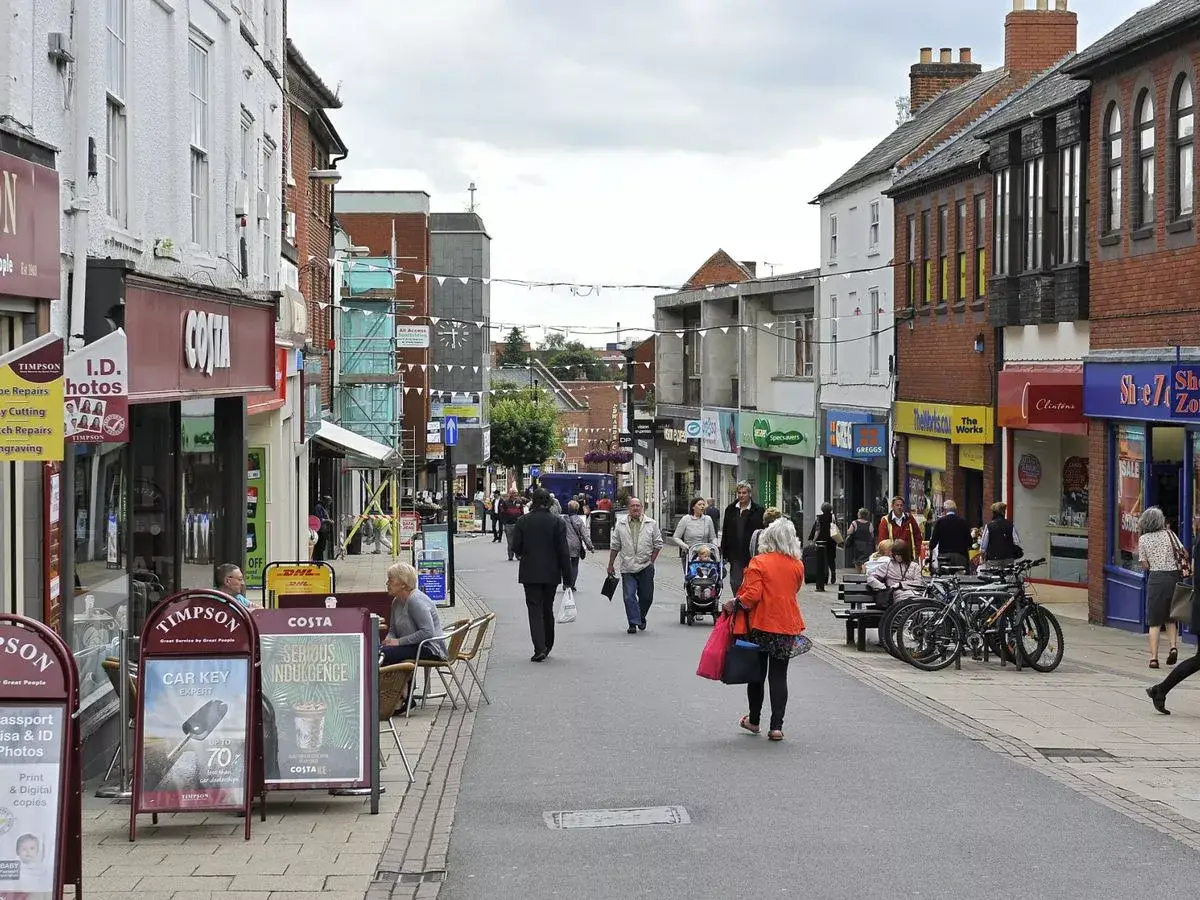Hinckley town centre in Leicestershire